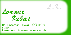 lorant kubai business card